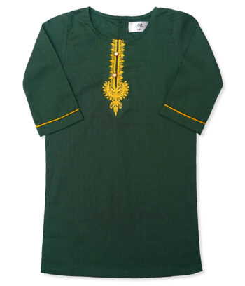 Dark Green Embroidered Kurti