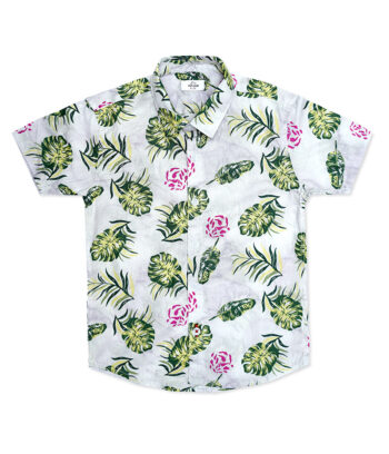Green Floral Half Sleeve Shirt
