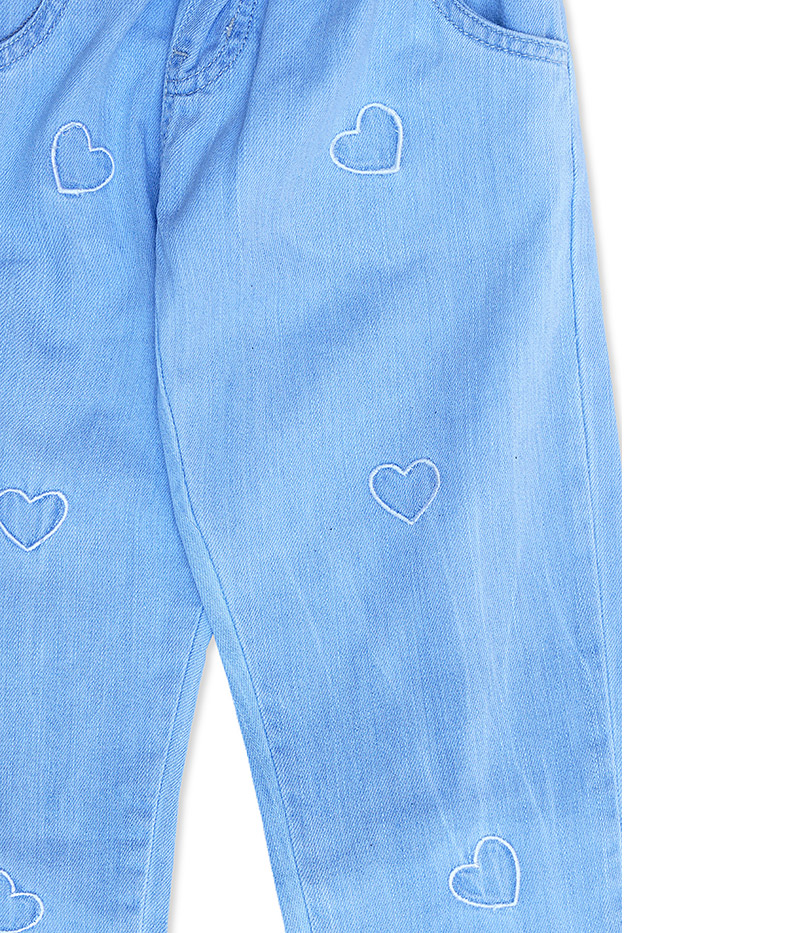Light Blue Hearts Girls Denim Pant zoom
