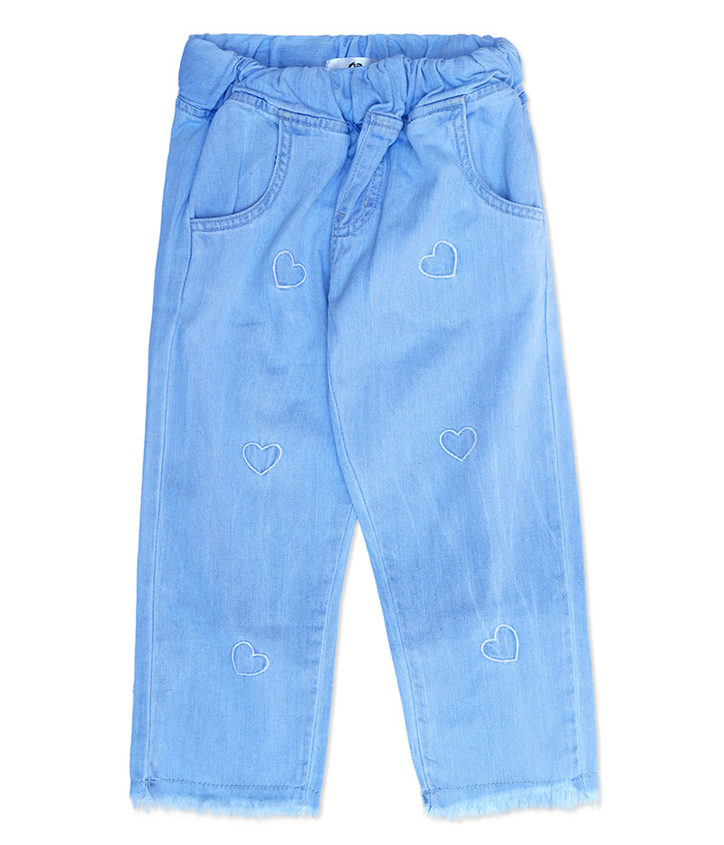 Light Blue Hearts Girls Denim Pant Light Blue Hearts Girls Denim Pant