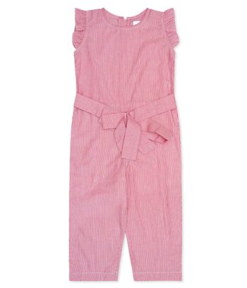 Pink Self Stripe Jump Suit